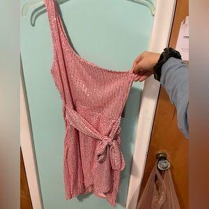 Pink sequins homecoming dress